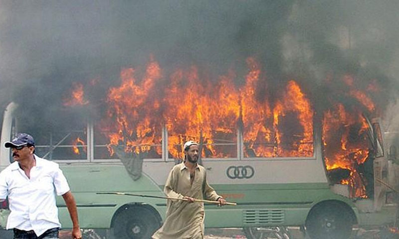 Bus burned
