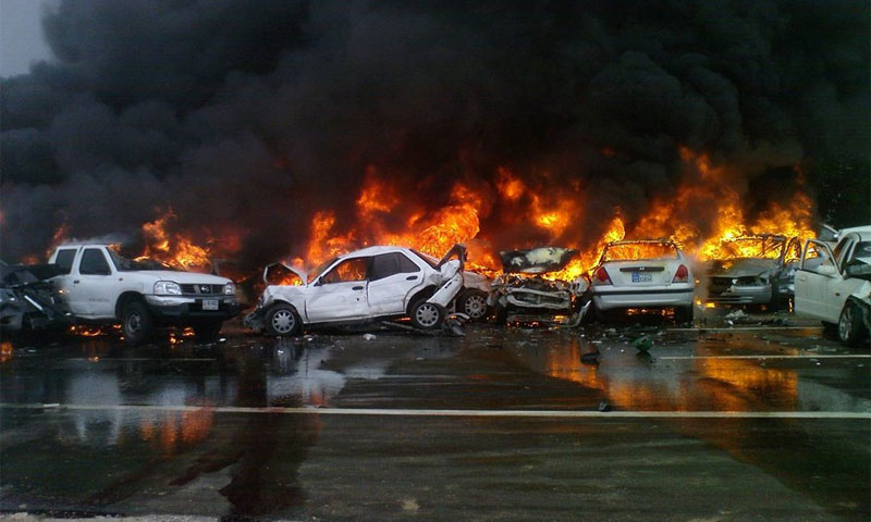 Cars burned